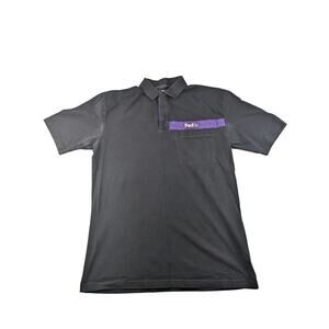 Mens FedEx Stan Herman Polo Shirt Short Sleeve Size L Black & Purple Logo